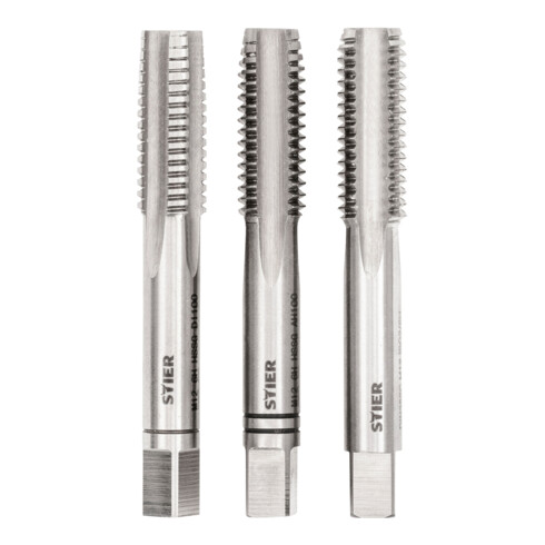 Jeu de 3 tarauds main STIER DIN 352 HSS-G M12