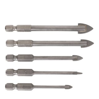 Jeu de 5 forets pour carrelages STIER 1/4 pouce, embout 4 - 10 mm