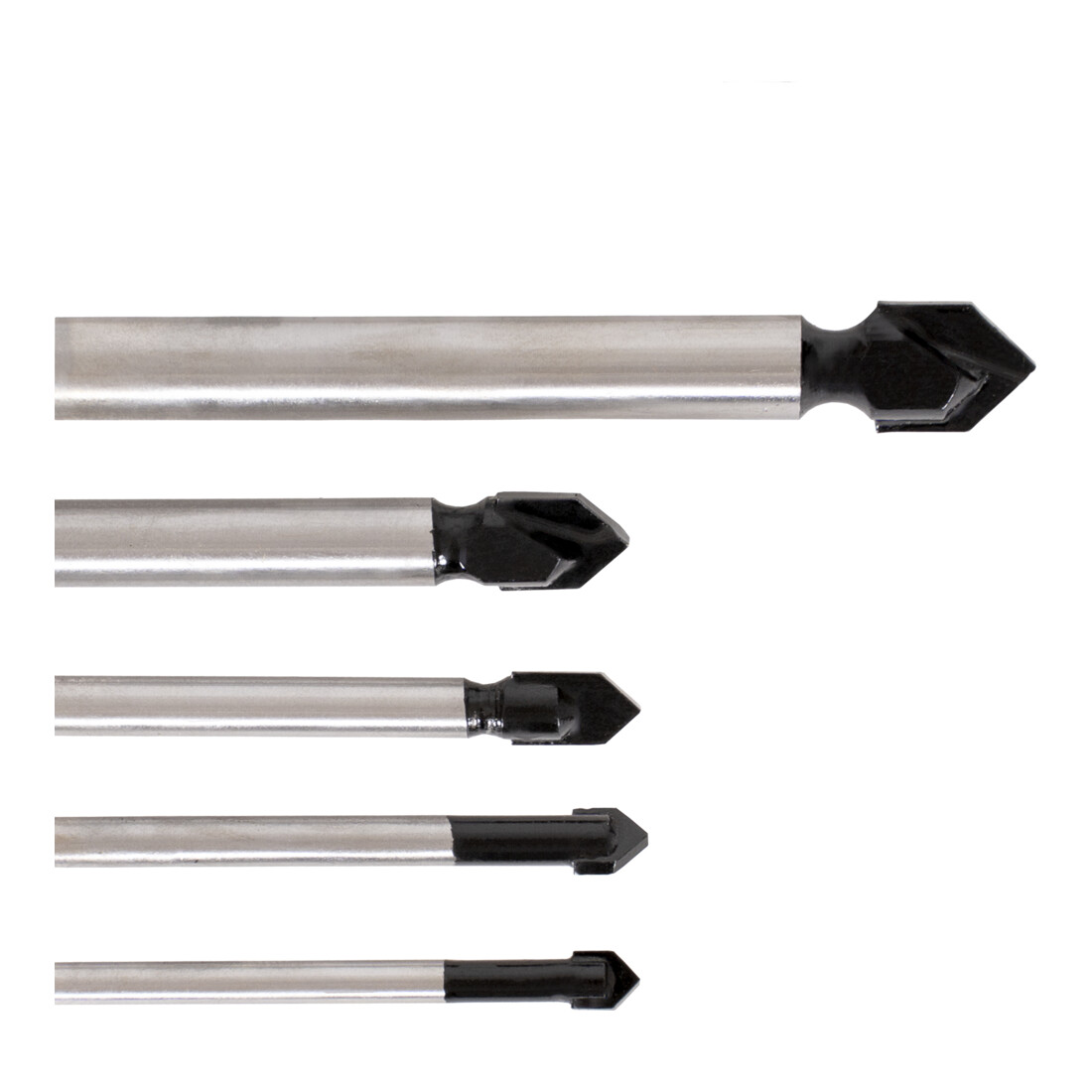 Jeu de 5 forets pour carrelages STIER, queue cylindrique 4 - 10 mm