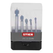Jeu de 5 forets pour carrelages STIER, queue cylindrique 4 - 10 mm-4