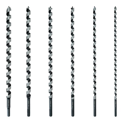 Jeu de 6 forets à simple spirale/forets longs STIER, 385 / 460 mm, 10 - 20 mm, acier à ressorts