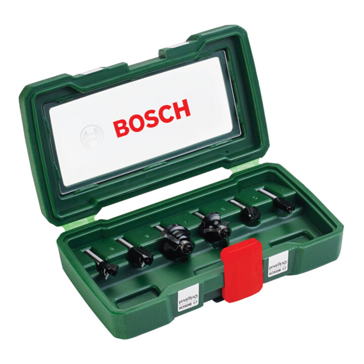 Jeu de 6 fraises carbure Bosch, diamètre : queue 6 mm