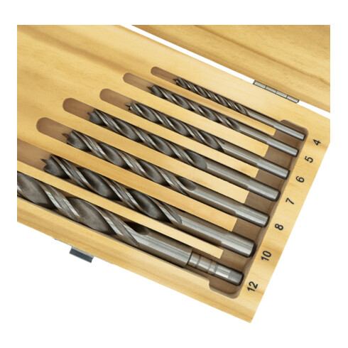 Jeu de 7 mèches à bois STIER, 4 à 12 mm