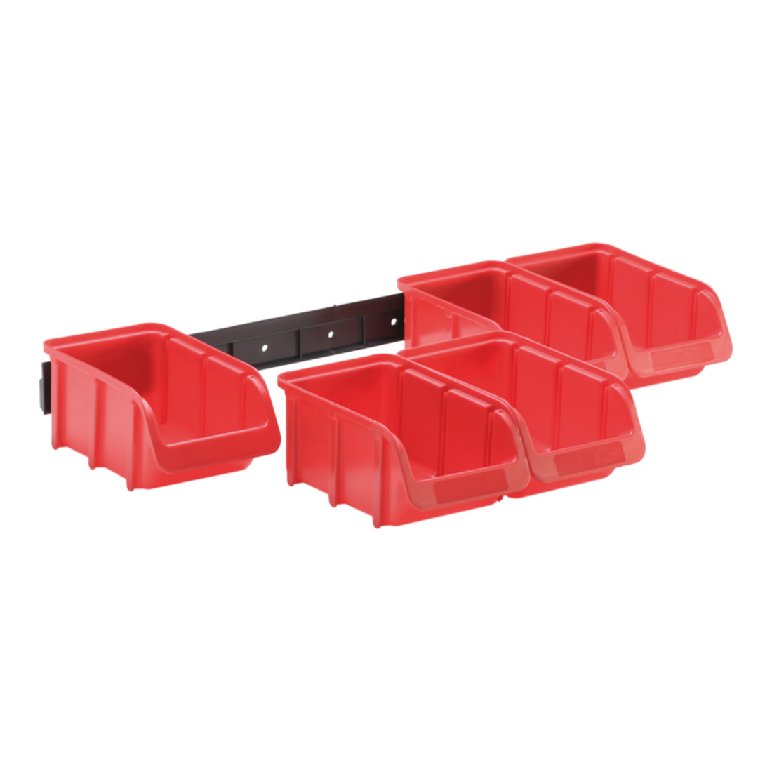 Jeu de bacs, PP avec rail en plastique 5 x t. 1, rouge
