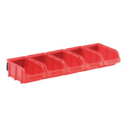 Jeu de bacs, PP avec rail en plastique 5 x t. 2, rouge-2