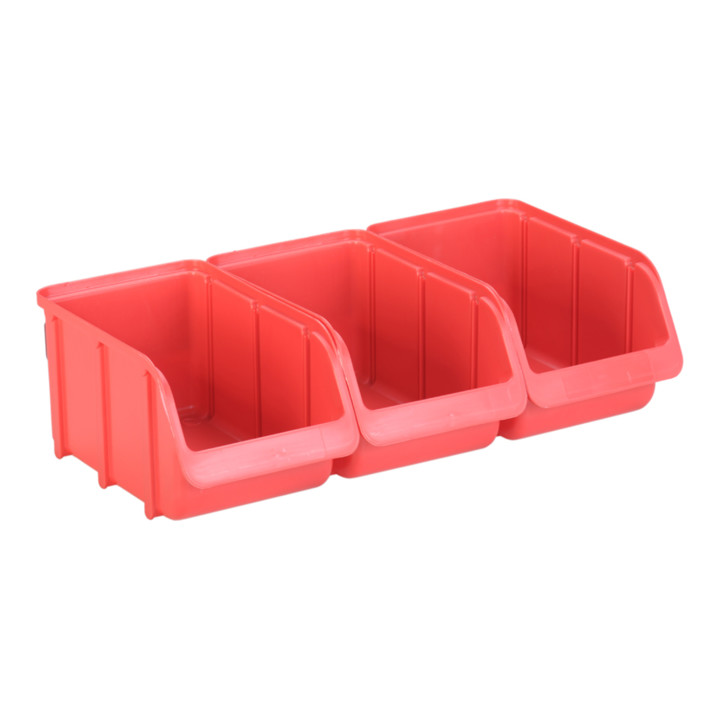 Jeu de bacs PP avec rail métallique 3 x t. 3, rouge