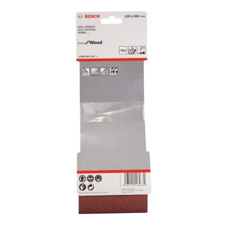 Jeu de bandes abrasives Bosch X440 Best for Wood and Paint 3-part 100 x 560 mm 60,80,100