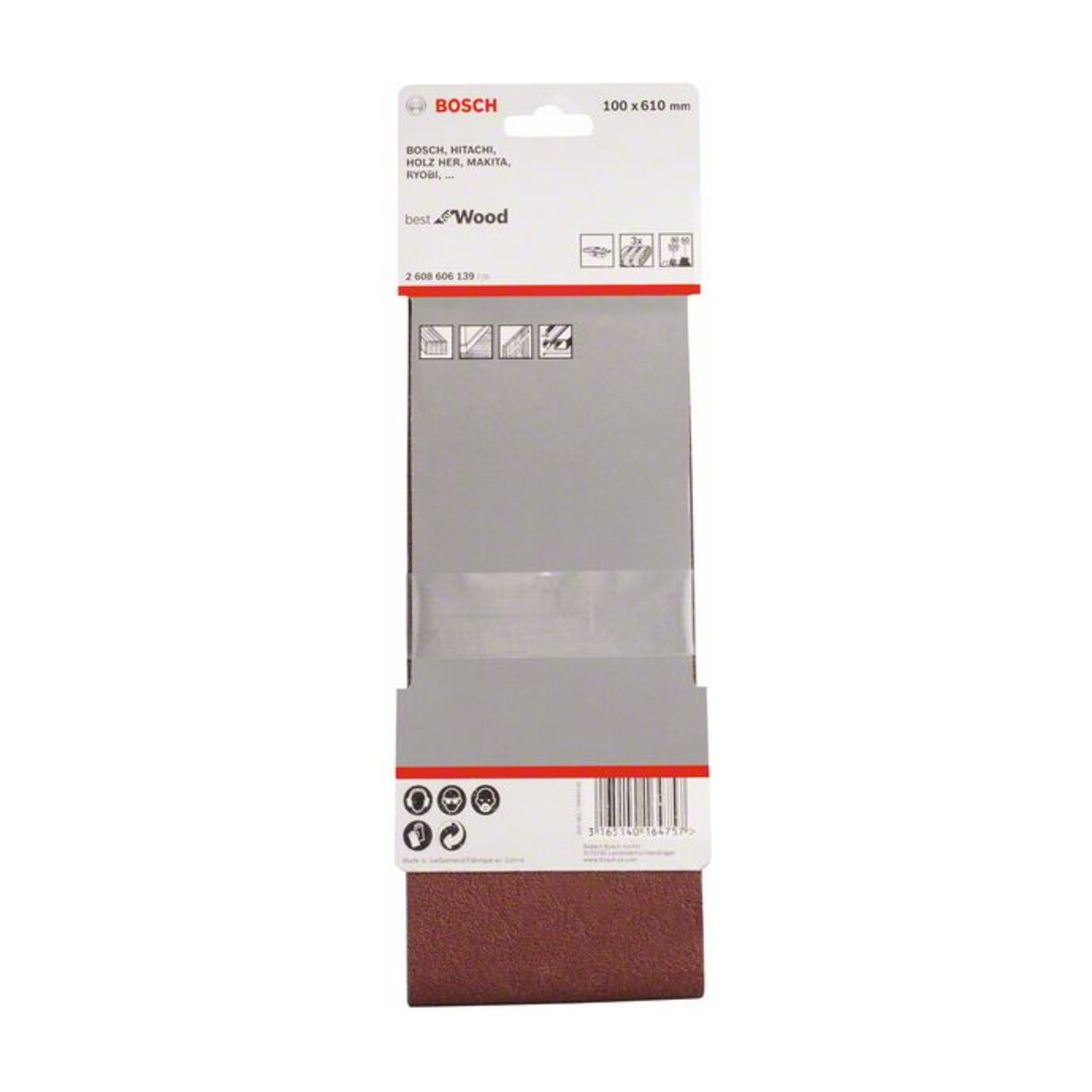Jeu de bandes abrasives Bosch X440 Best for Wood and Paint 3-part 100 x 610 mm 60,80,100