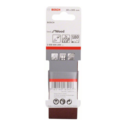 Jeu de bandes abrasives Bosch X440 Best for Wood and Paint 3-part 40 x 305 mm 180