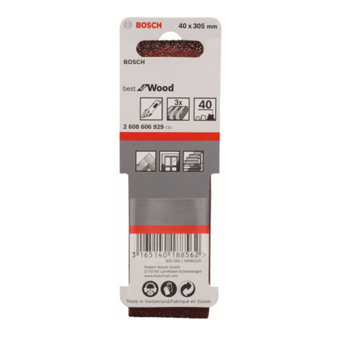 Jeu de bandes abrasives Bosch X440 Best for Wood and Paint 3-part 40 x 305 mm 40