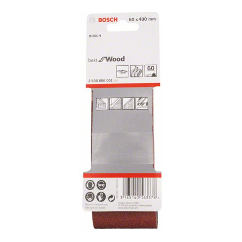 Jeu de bandes abrasives Bosch X440 Best for Wood and Paint 3 part 60 x 400 mm 60