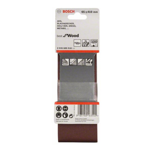 Jeu de bandes abrasives Bosch X440 Best for Wood and Paint 3-part 65 x 410 mm 100