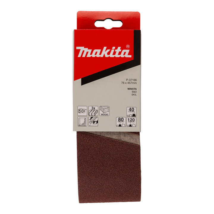 Jeu de bandes abrasives Makita 76x457 mm P-37166