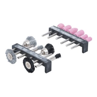 Jeu de brosses à fil d’acier / matière plastique BGS Do it yourself pour meuleuse, 12 pièces