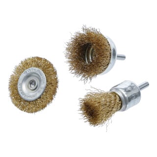 Jeu de brosses à fil d’acier Ø 25 - 50 mm 3 pièces BGS Do it yourself