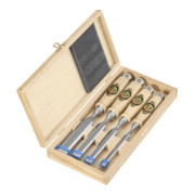 Jeu de burins Kirschen, manche en hêtre blanc dans boîte en bois 10 - 16 - 20 - 26 mm