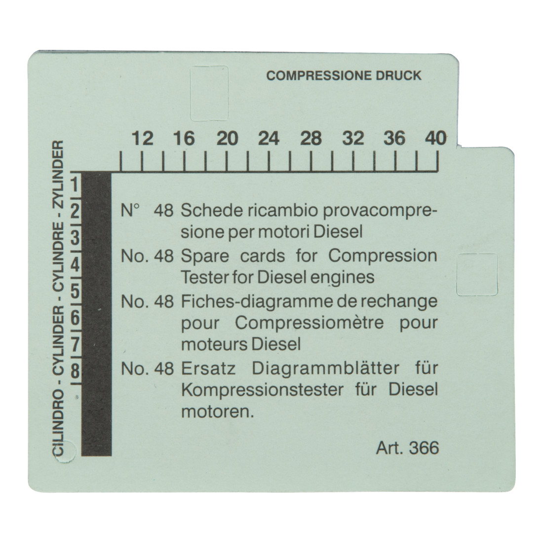 Jeu de cartes diagramme d'appareil de contrôle de pression et de compression destinée aux moteurs diesel (UC=48)