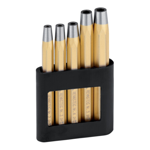 Jeu de chasse-rivets RENNSTEIG dans support en plastique 5 pcs.