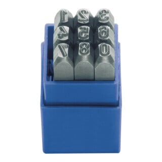 Jeu de chiffres à frapper DIN1451 9pces H. police écrit. 6mm 0-9 Gravure 58-60HR