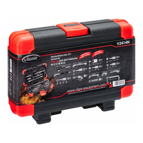 VIGOR Jeu de clés à douille 6,3 mm (1/4") à carré creux, 46 pièces V2414N