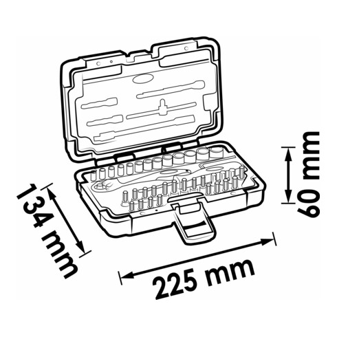 VIGOR Jeu de clés à douille 6,3 mm (1/4") à carré creux, 46 pièces V2414N
