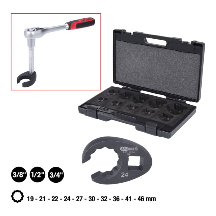 Jeu de clés à câble KS Tools, SW 19-46 mm, 10 pièces