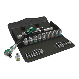 Jeu de clés à cliquet Wera 8100 SC 6 Zyklop Speed, lecteur 1/2", métrique, 28 pièces