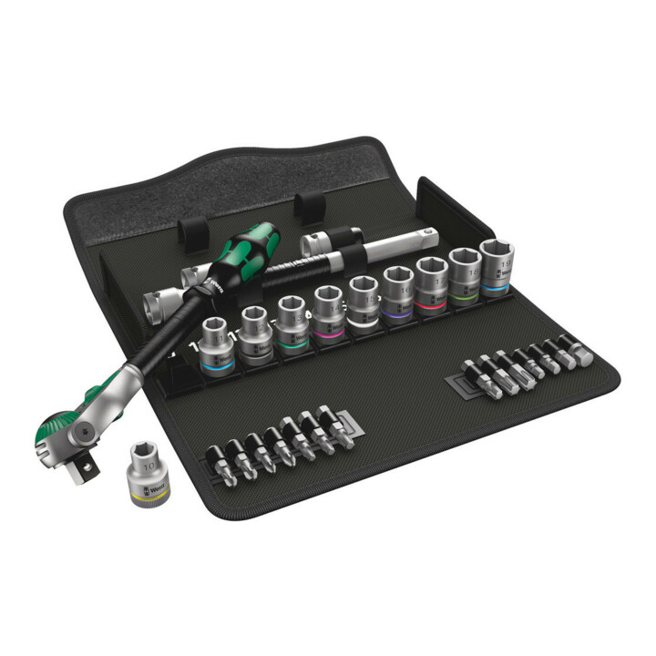 Jeu de clés à cliquet Wera 8100 SC 6 Zyklop Speed, lecteur 1/2", métrique, 28 pièces