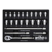 Jeu de clés à cliquet Wiha 3/8" 23 pièces avec insert en mousse (44708)-1
