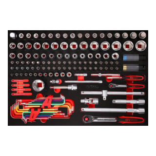 Jeu de clés à douille 1/4''+ 1/2" dans insert en mousse, 137 pcs KS Tools