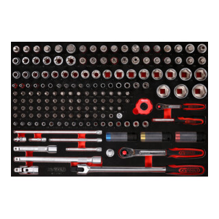Jeu de clés à douille 1/4''+ 1/2" dans insert en mousse, 167 pcs KS Tools