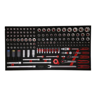 Jeu de clés à douille 1/4'' + 3/8'' + 1/2'' dans insert en mousse, 156 pcs KS Tools