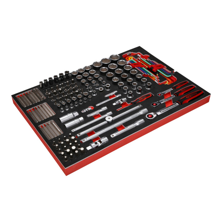Jeu de clés à douille 1/4'' + 3/8'' + 1/2'' dans insert en mousse, 159 pcs KS Tools