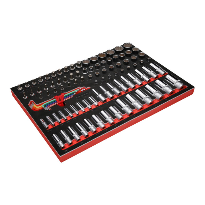 Jeu de clés à douille 1/4'' + 3/8'' + 1/2'' dans insert en mousse, 99 pcs, en pouces KS Tools