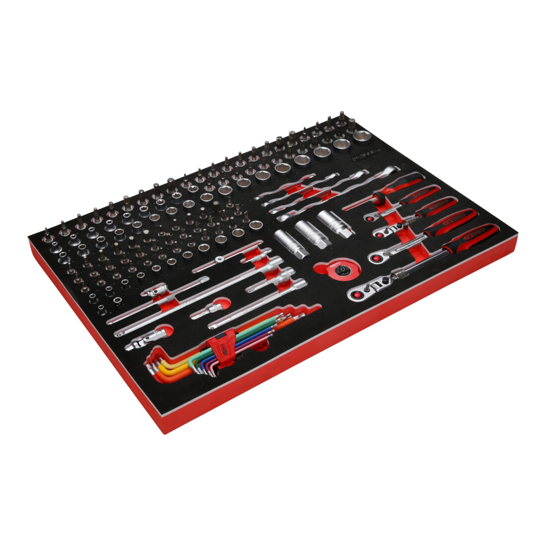 Jeu de clés à douille 1/4''+ 3/8" dans insert en mousse, 140 pcs KS Tools