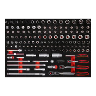 Jeu de clés à douille 1/4''+ 3/8" dans insert en mousse, 142 pcs KS Tools