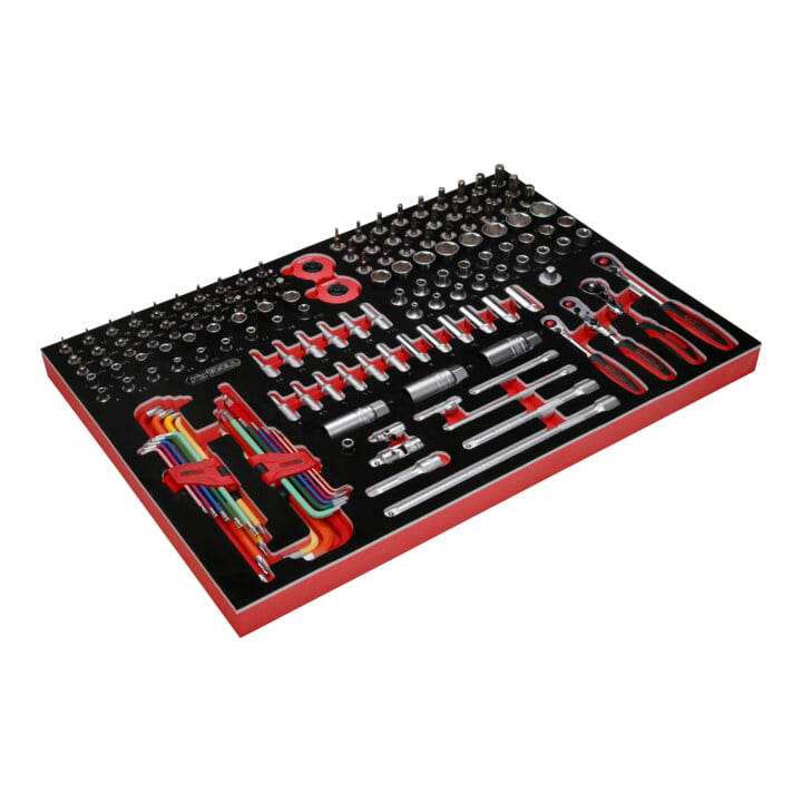 Jeu de clés à douille 1/4''+ 3/8" dans insert en mousse, 156 pcs KS Tools