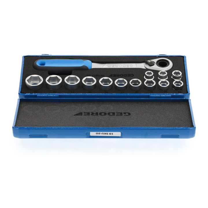 Jeu de clés à douille 19 SKU-20 1/2 po. 6 pans 14 pces 10 24 mm 6 pans mallette en