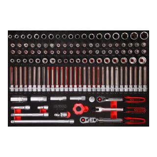 Jeu de clés à douille 3/8" dans insert en mousse, 124 pcs KS Tools