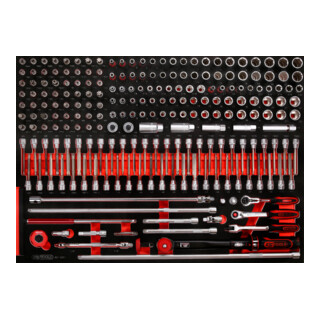Jeu de clés à douille 3/8" dans insert en mousse, 221 pcs KS Tools