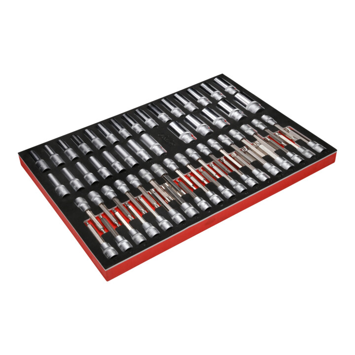 Jeu de clés à douille et de douilles tournevis 1/2" dans insert en mousse, 63 pcs KS Tools