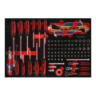 Jeu de clés à douille et de tournevis 1/4" dans insert en mousse, 105 pcs KS Tools