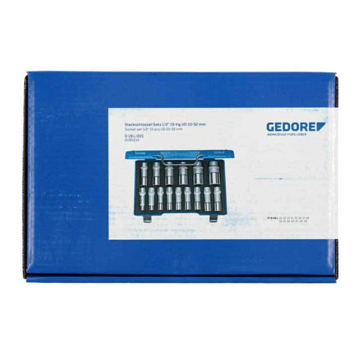 Jeu de clés à douille Gedore 1/2'' 15 pcs UD 10-32 mm