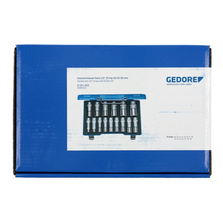 Jeu de clés à douille Gedore 1/2'' 15 pcs UD 10-32 mm