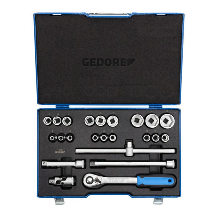 Jeu de clés à douille Gedore 1/2'' 23 pièces, hexagone 8-32 mm (19EMU-20)