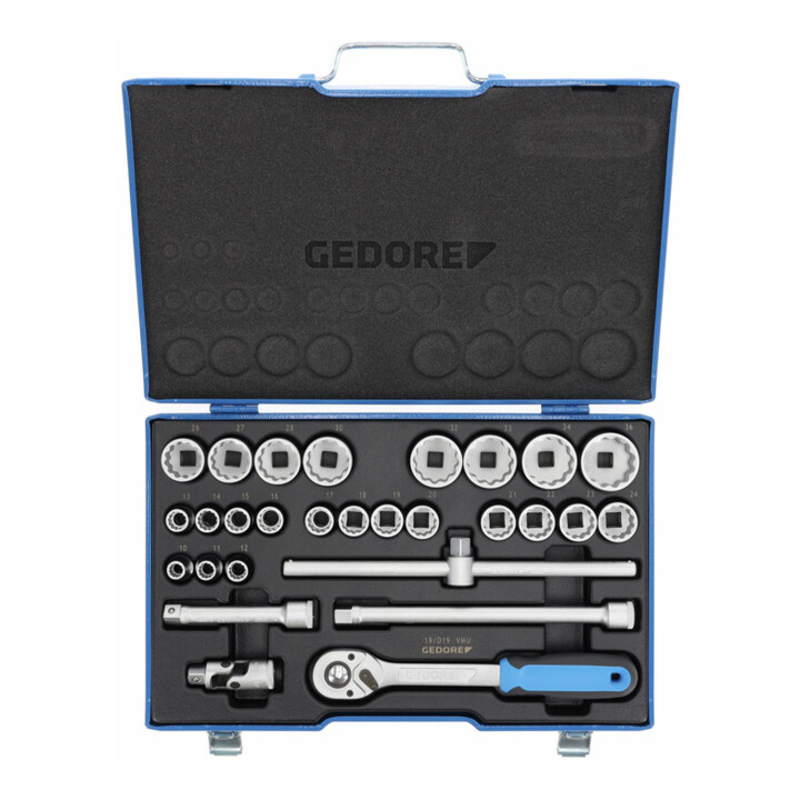 Jeu de clés à douille Gedore 1/2'' 28 pcs UD 10-36 mm
