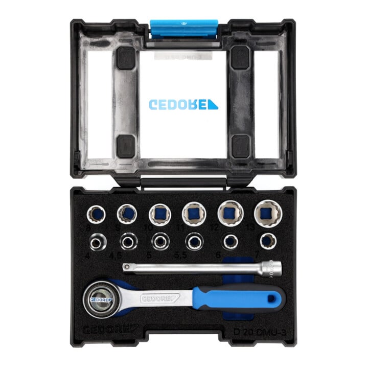 Jeu de clés à douille Gedore 1/4" 14 pièces profil UD 4-13 mm