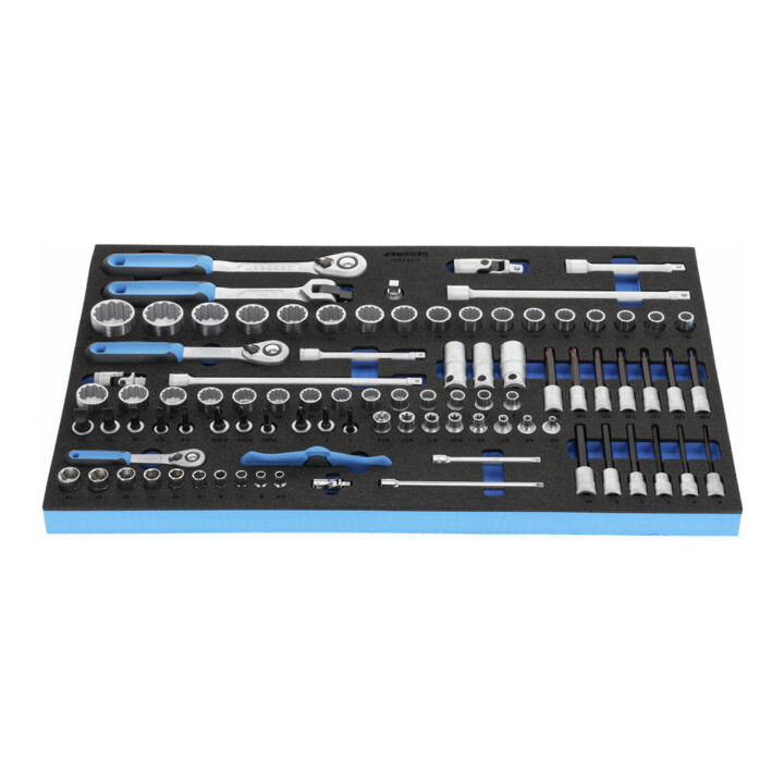 Jeu de clés à douille Gedore 1/4''-3/8''-1/2'' dans le module Check-Tool, 91 pcs