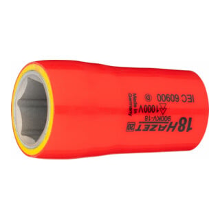 Jeu de clés à douille hexagonales isolées 900KV-18 carré creux 12,5 mm (1/2 pouce) extérieur hexagonal profil de traction 18 mm HAZET
