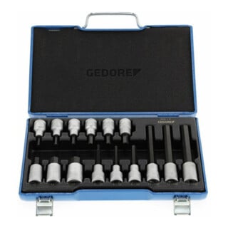 Jeu de clés à douille IN 19 LKM 1/2po. 15pces 5-14mm p. 6 pans femelle GEDORE